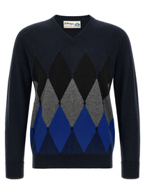 Ballantyne Classic Diamond Intarsia Sweater Blue