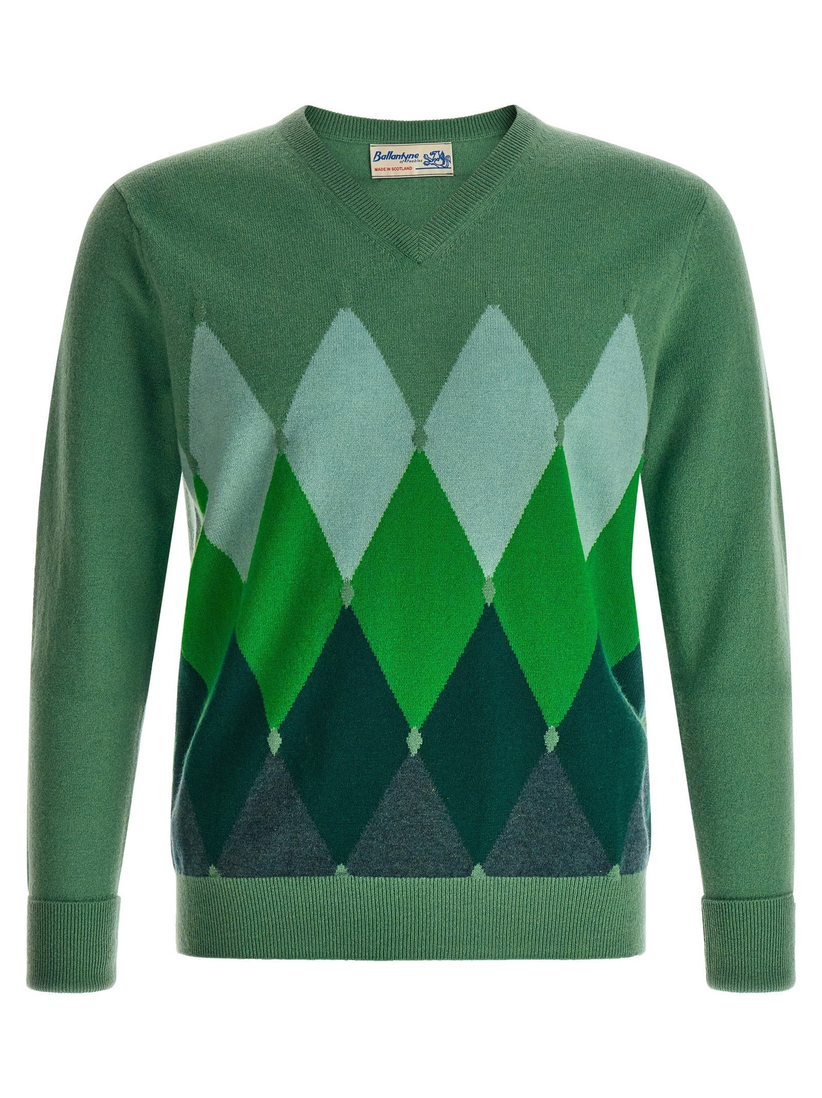 Ballantyne Classic Diamond Intarsia Sweater Green