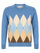 Ballantyne Classic Diamond Intarsia Sweater Blue