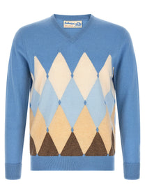 Ballantyne Classic Diamond Intarsia Sweater Blue