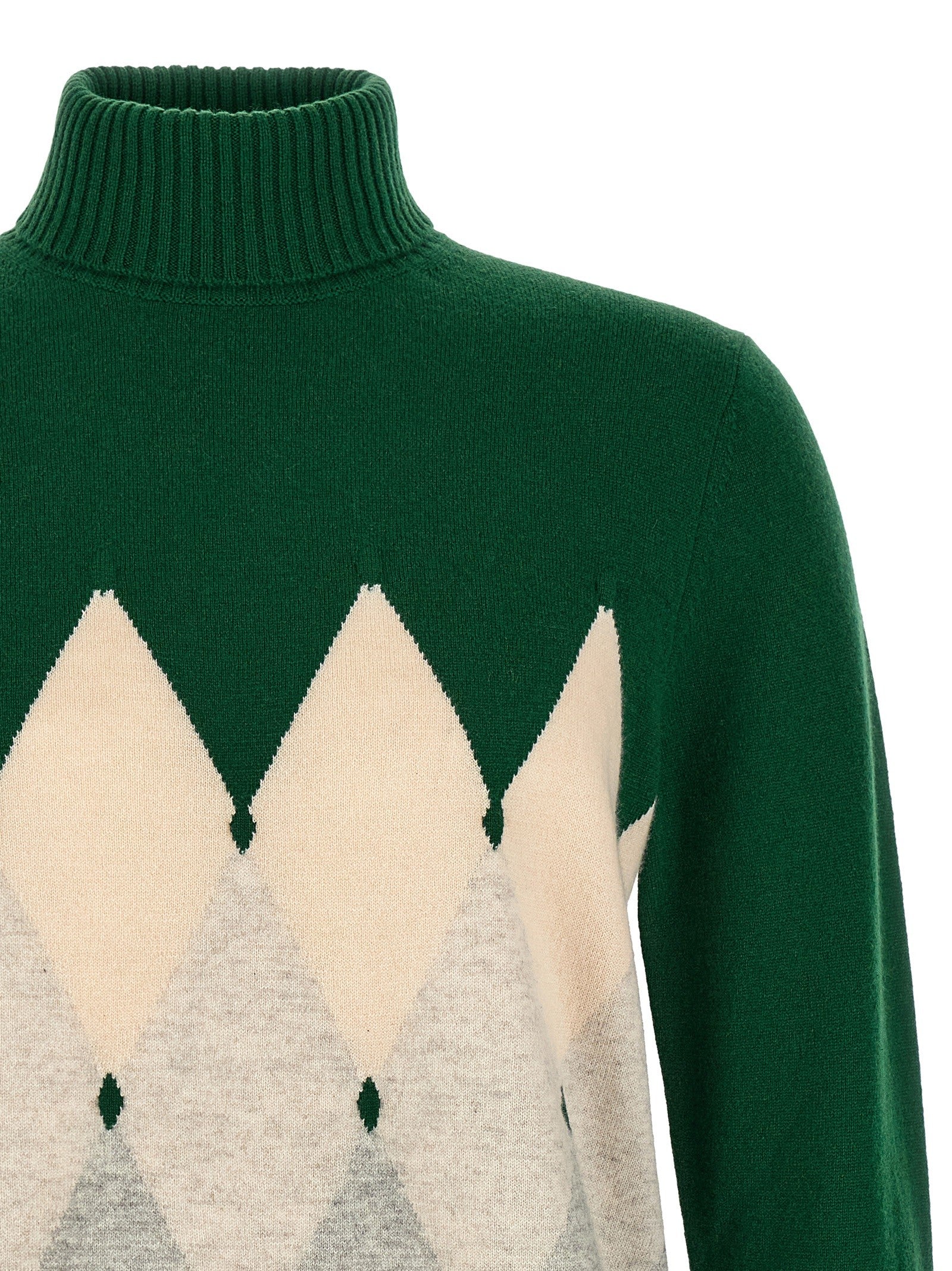 Ballantyne Classic Diamond Intarsia Turtleneck Sweater Green
