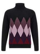 Ballantyne Classic Diamond Intarsia Turtleneck Sweater Black