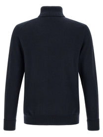 Ballantyne Classic Diamond Intarsia Turtleneck Sweater Blue