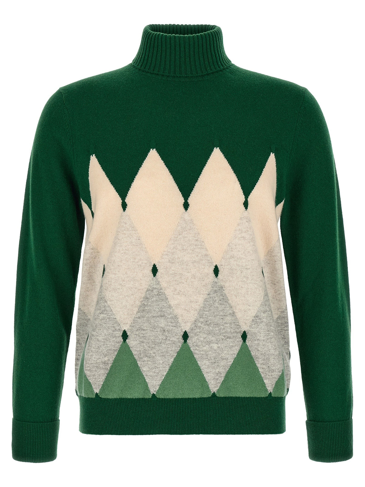 Ballantyne Classic Diamond Intarsia Turtleneck Sweater Green
