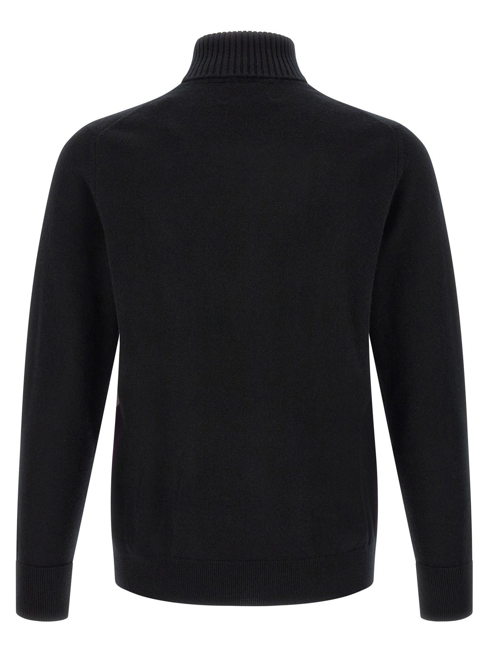 Ballantyne Classic Diamond Intarsia Turtleneck Sweater Black