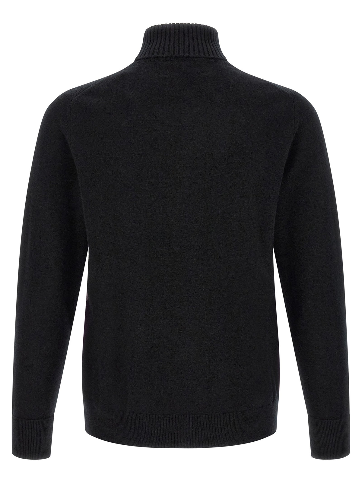 Ballantyne Classic Diamond Intarsia Turtleneck Sweater Black, view 2