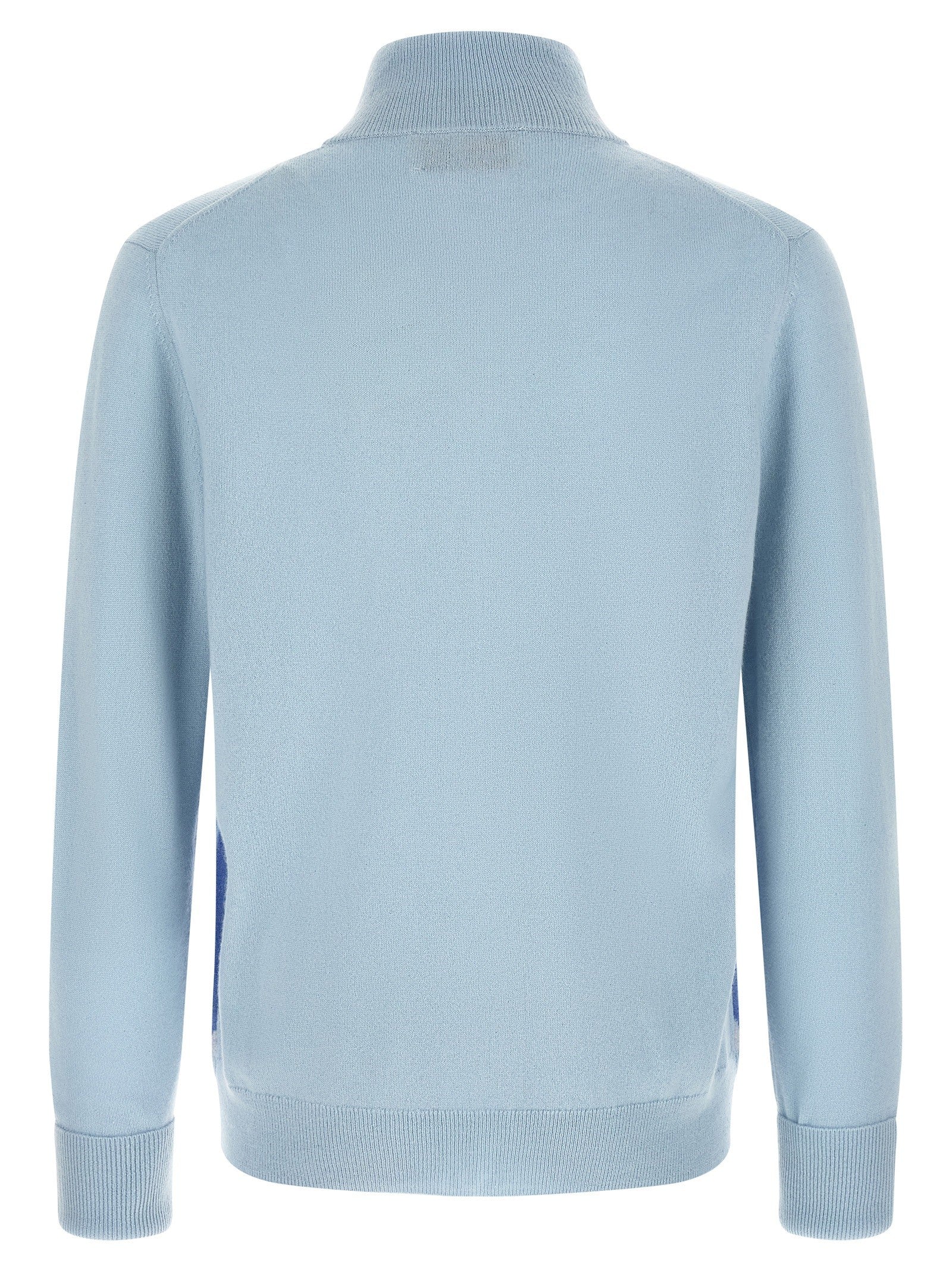 Ballantyne Classic Diamond Intarsia Zip Cardigan Blue