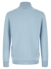 Ballantyne Classic Diamond Intarsia Zip Cardigan Blue