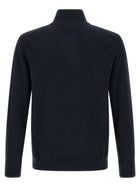 Ballantyne Classic Diamond Intarsia Zip Cardigan Blue, view 2