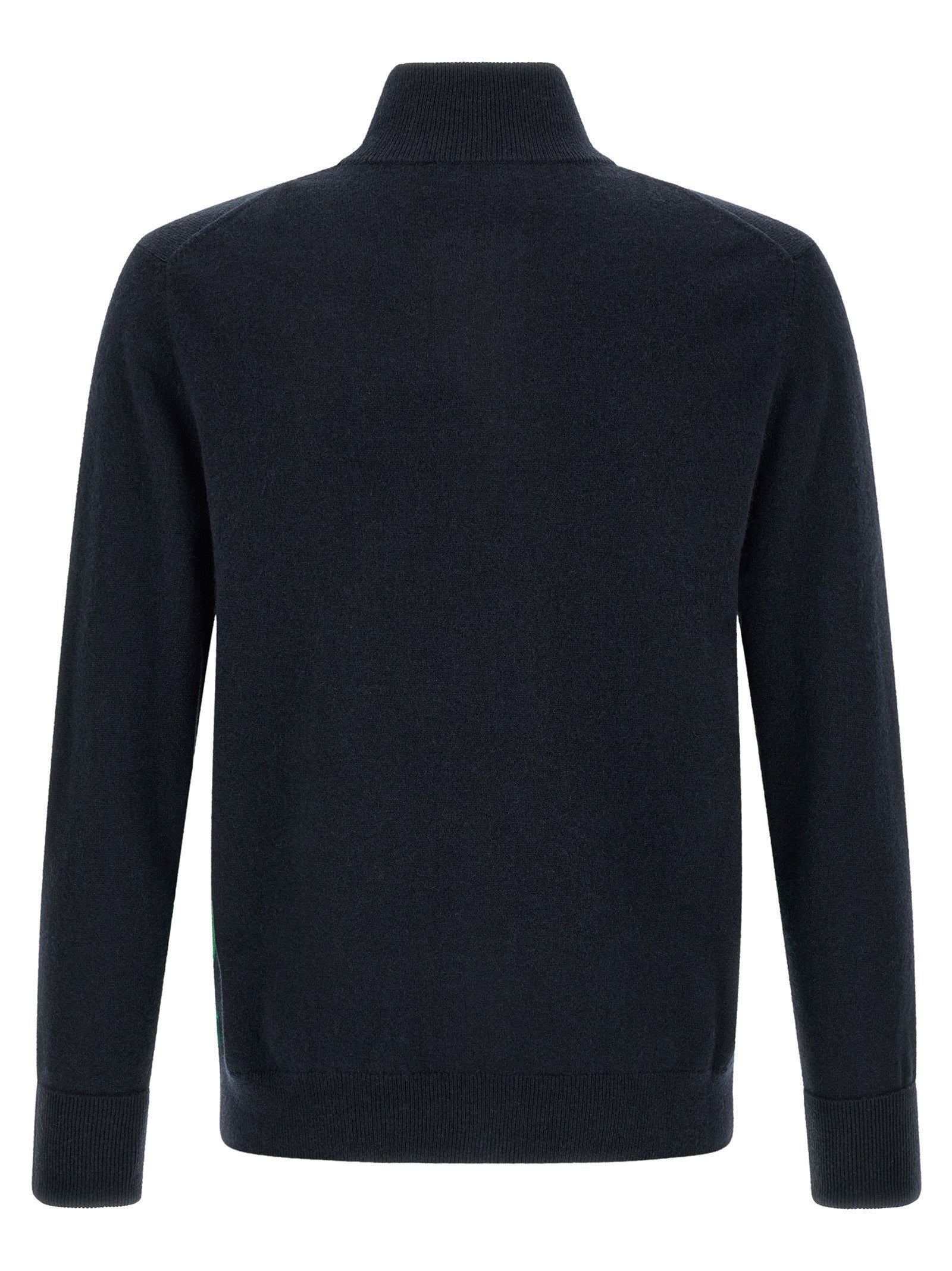 Ballantyne Classic Diamond Intarsia Zip Cardigan Blue