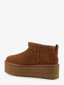 UGG Women's Classic Ultra Mini Platform Suede Ankle Boots Beige