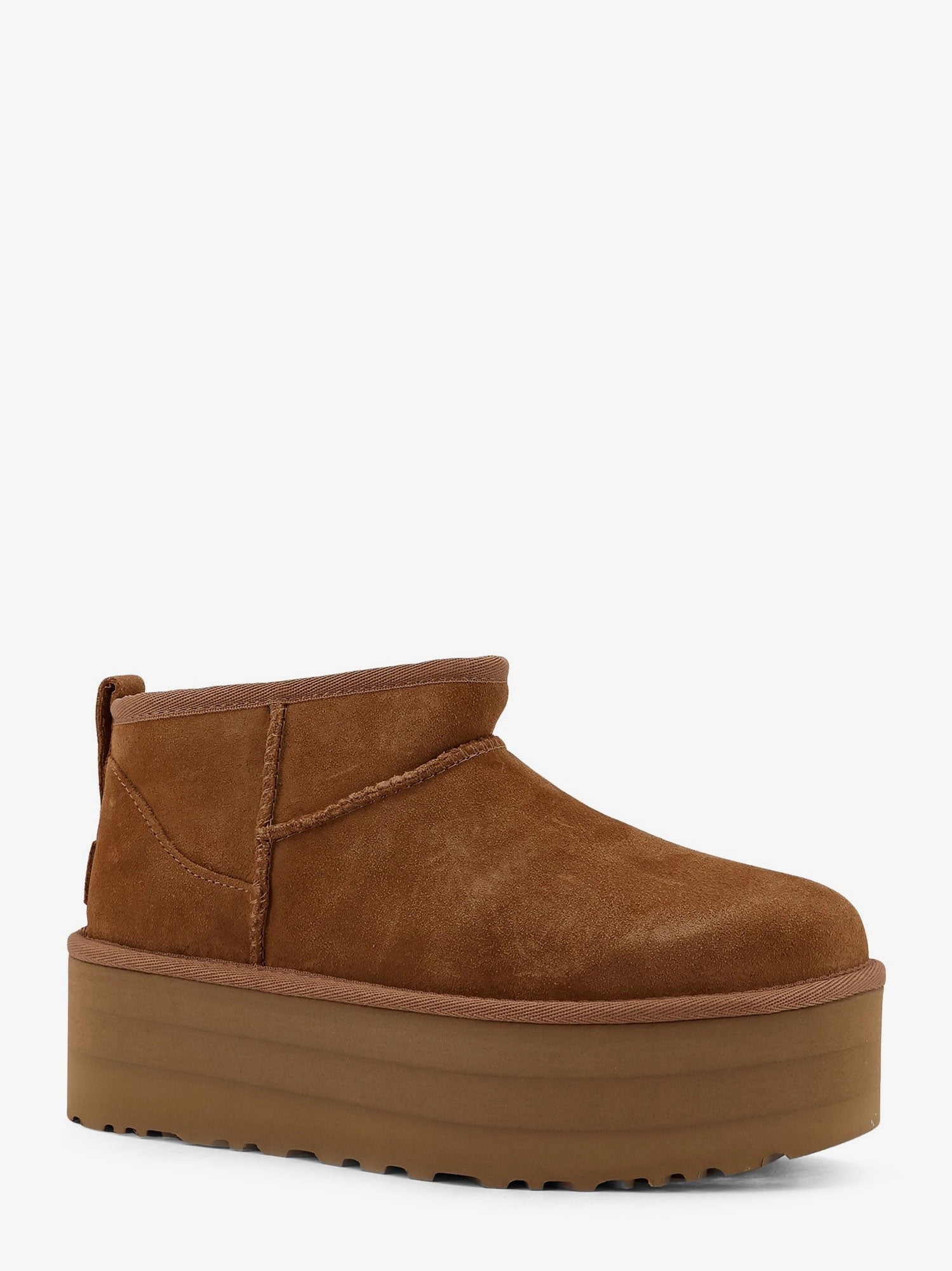 UGG Women's Classic Ultra Mini Platform Suede Ankle Boots Beige