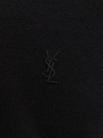 Saint Laurent Men's Classic Wool Polo Shirt Black