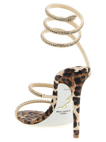 Rene Caovilla Cleo Leopard Sandals Gold
