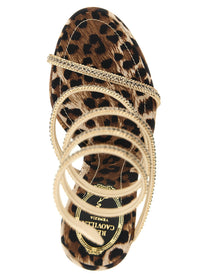 Rene Caovilla Cleo Leopard Sandals Gold