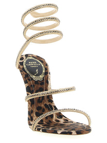 Rene Caovilla Cleo Leopard Sandals Gold