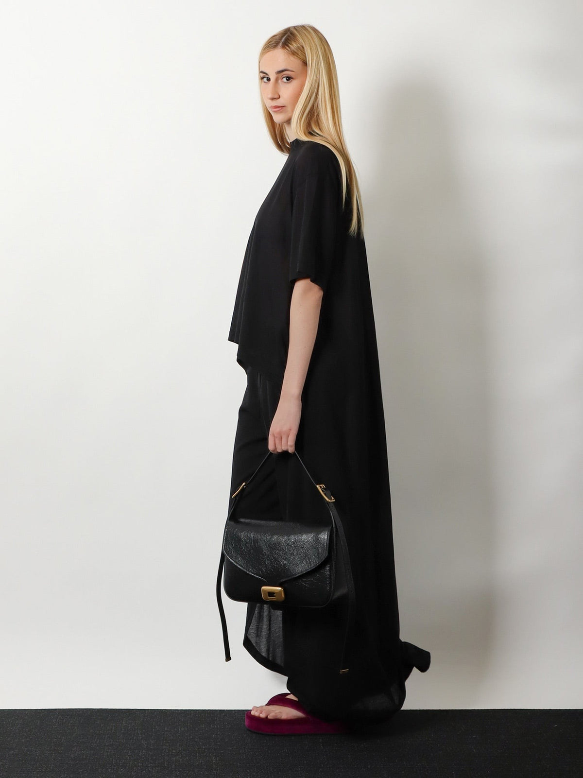 Balenciaga Women's Clicca Arena Leather Medium Shoulder Bag Black, view 2