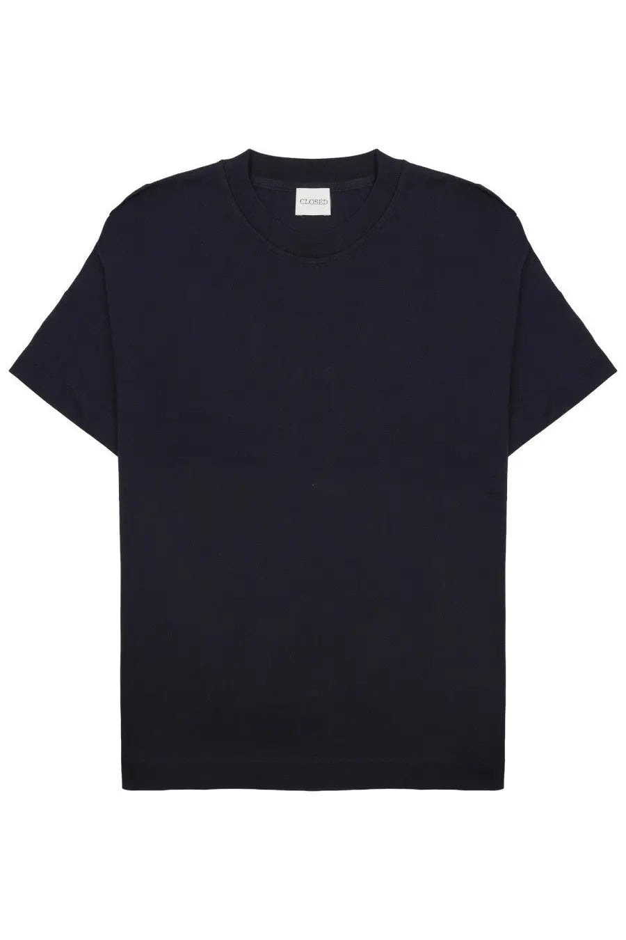 Black crew-neck short sleeve t-shirt made of soft cotton fabric from closed mens shirt classic in cotone blue collection