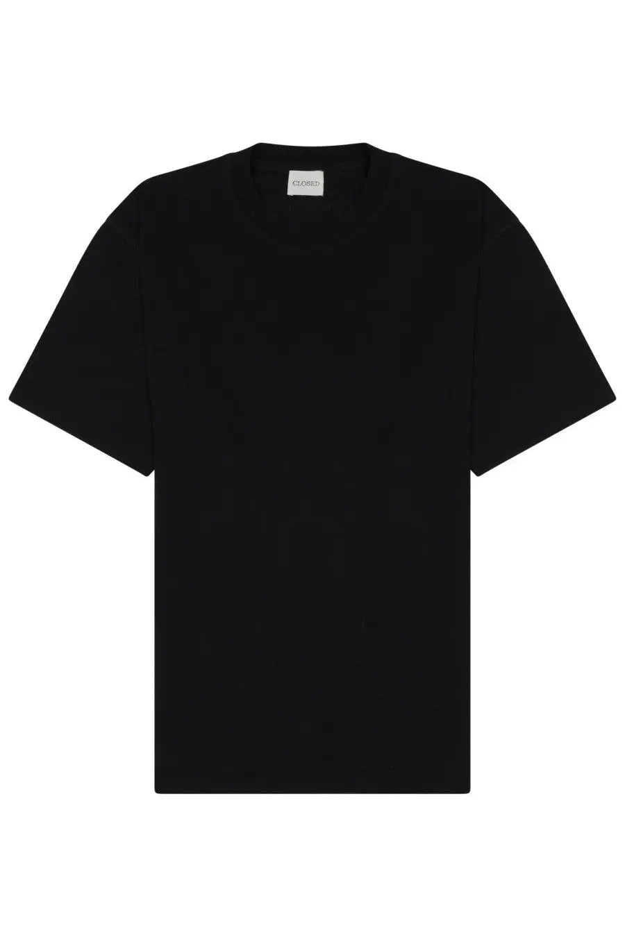 Closed men’s shirt in cotone black a black crew neck short sleeve cotton t-shirt with minimalist design and white neckline label