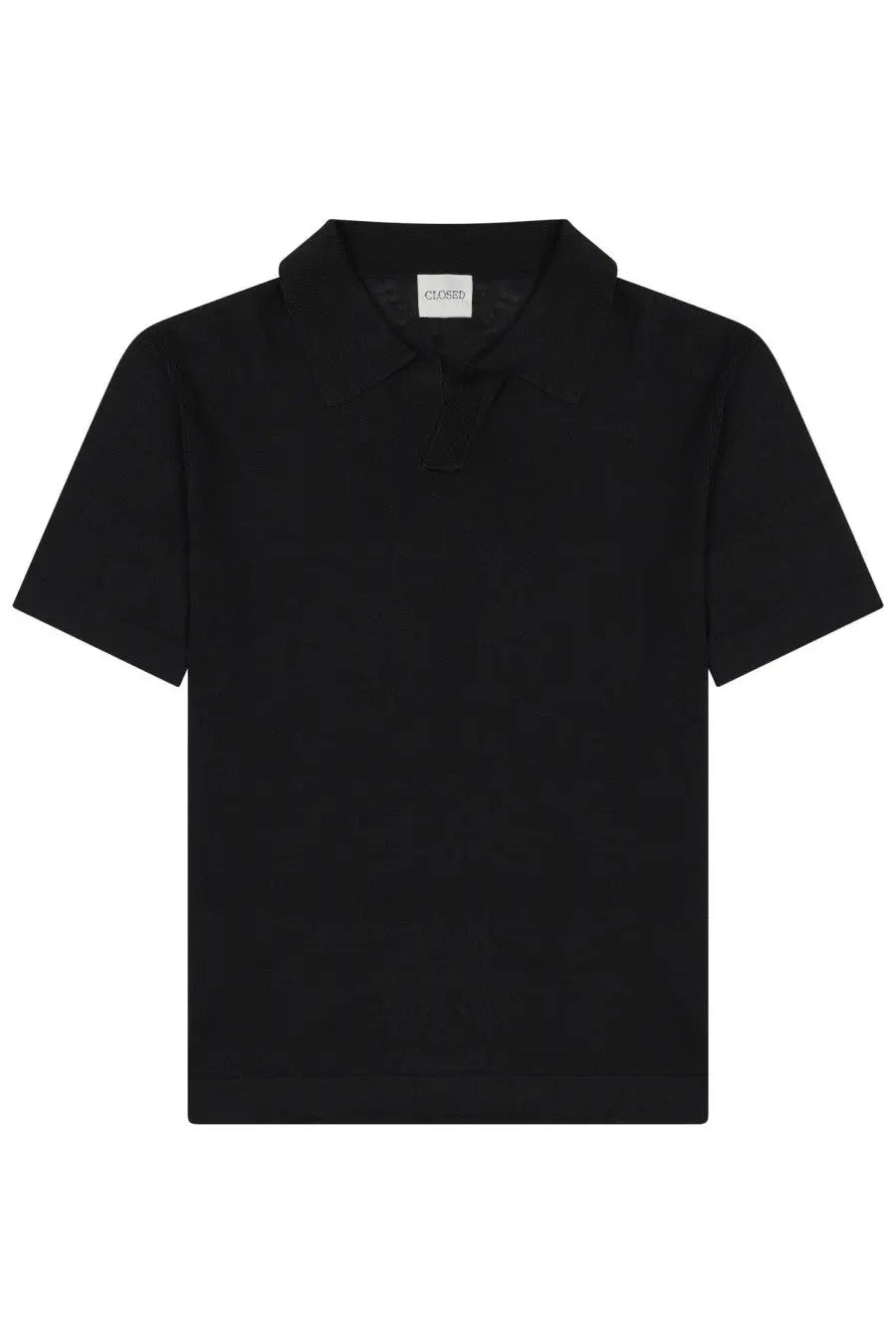 Closed men’s short sleeved polo shirt black with classic collar and subtle textured fabric for casual wear