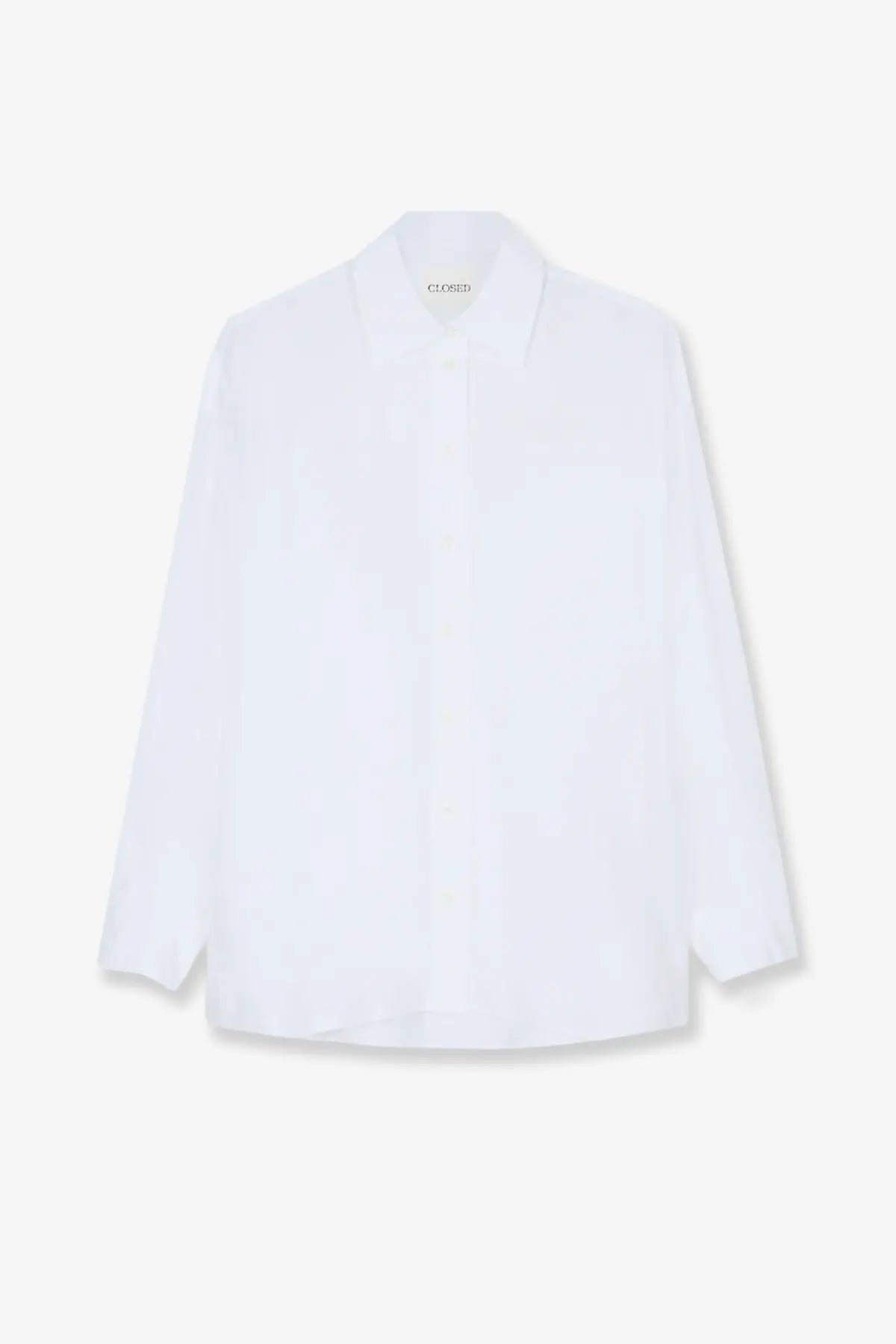 Closed women’s cotton shirt white featuring a crisp white long-sleeved button-up design with classic collar and subtle texture