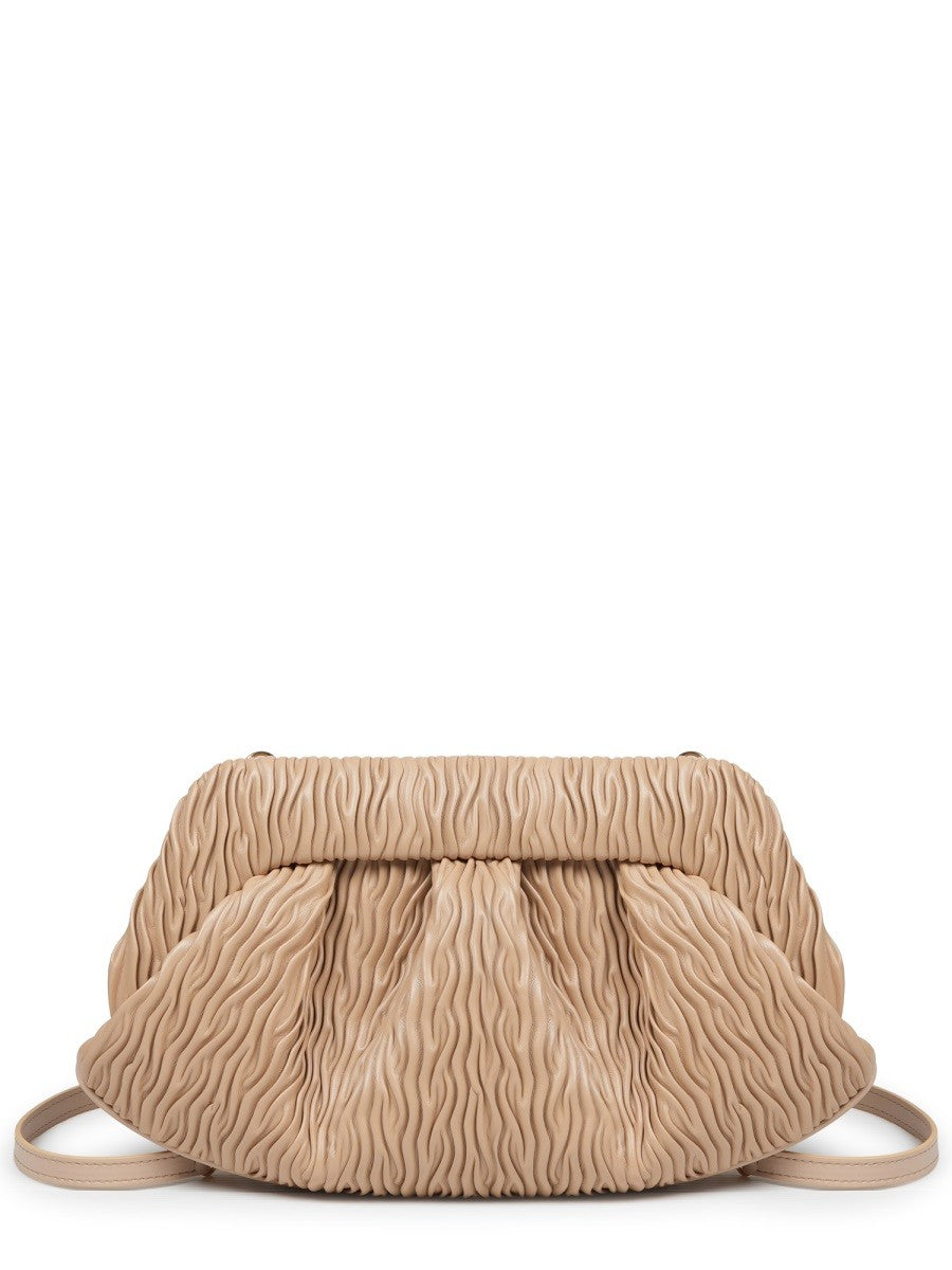 Themoirè Women's Clutch Bios in Fibra DI Mela Arricciata Beige