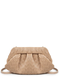 Themoirè Women's Clutch Bios in Fibra DI Mela Arricciata Beige