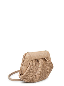 Themoirè Women's Clutch Bios in Fibra DI Mela Arricciata Beige