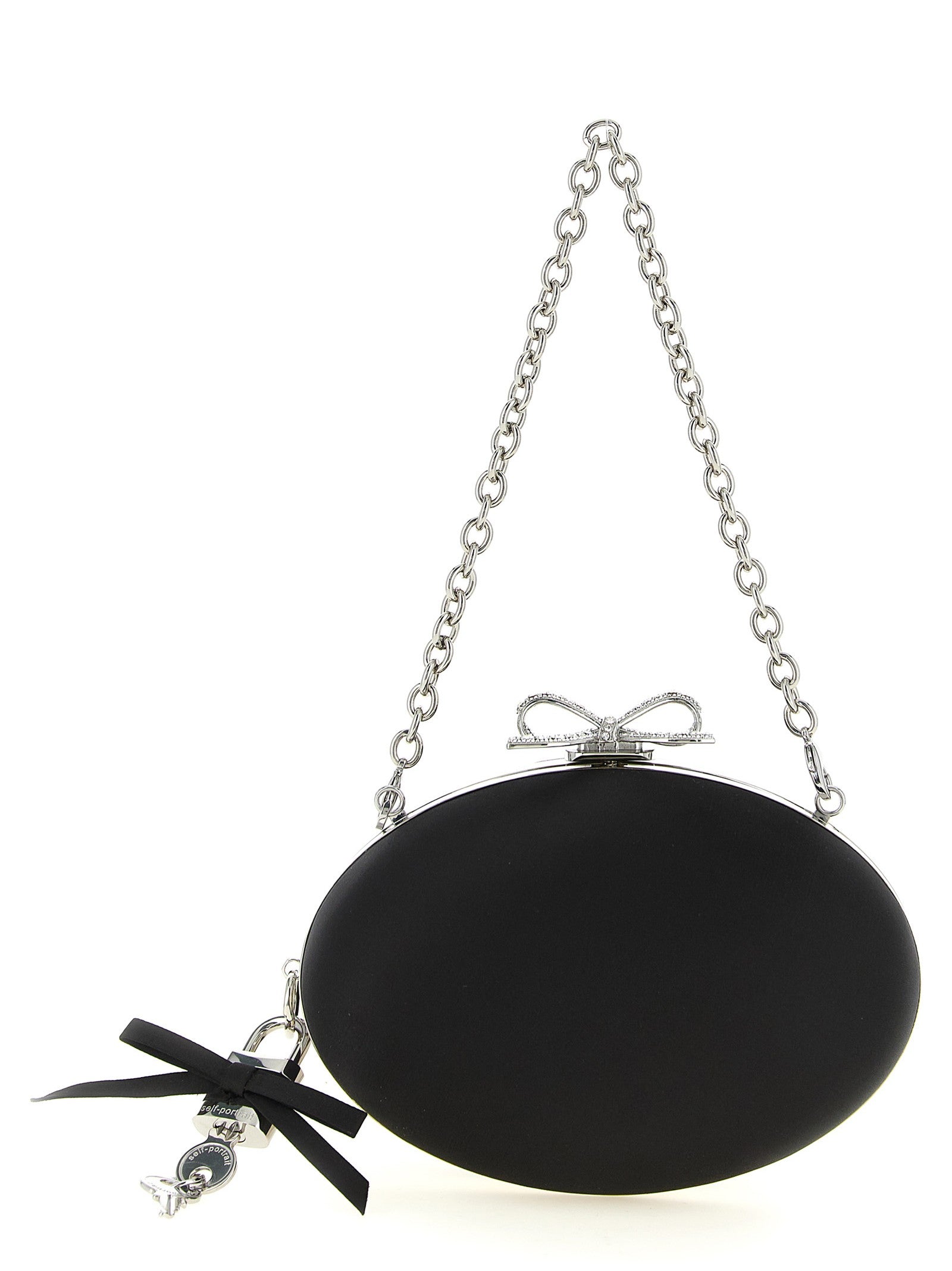 self-portrait Clutch Satin Oval Black