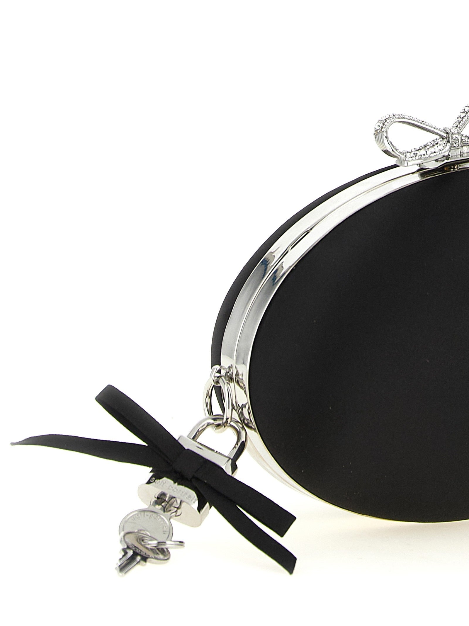 self-portrait Clutch Satin Oval Black