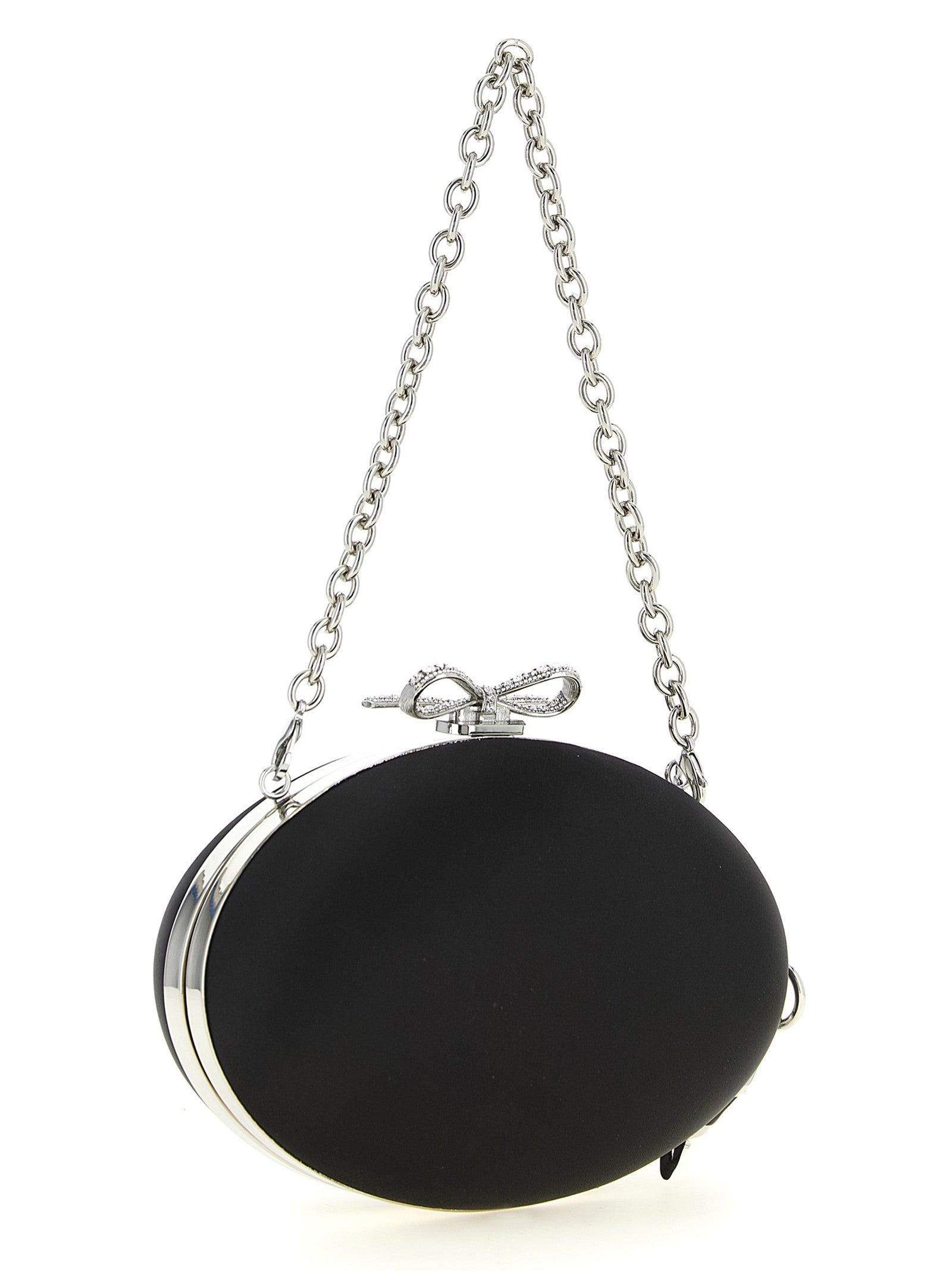 self-portrait Clutch Satin Oval Black