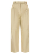 CO Beige Leather Pearl Pants Beige