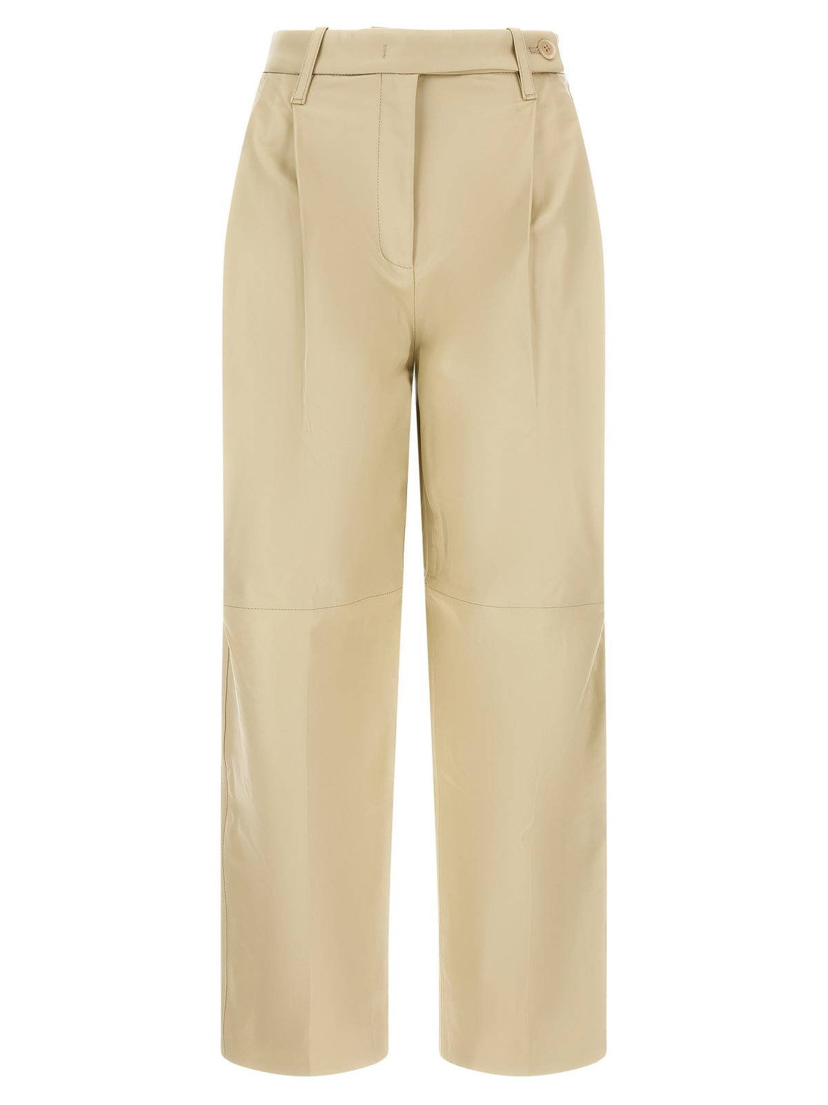 CO Beige Leather Pearl Pants Beige