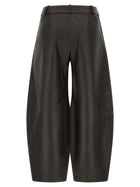 CO Brown Leather Barrel Trousers Brown, view 2