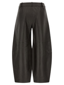 CO Brown Leather Barrel Trousers Brown, view 2