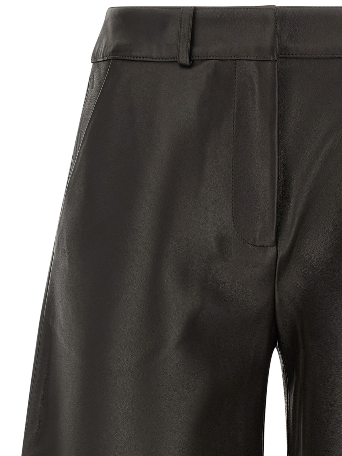 CO Brown Leather Barrel Trousers Brown, view 3