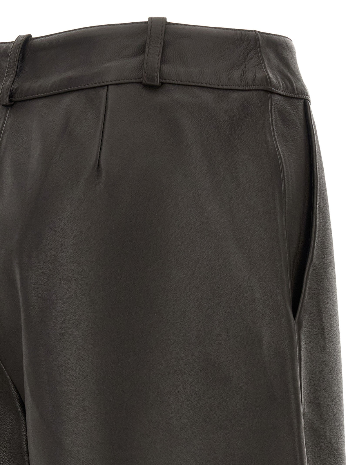 CO Brown Leather Barrel Trousers Brown, view 4