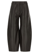 CO Brown Leather Barrel Trousers Brown