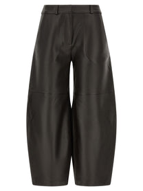 CO Brown Leather Barrel Trousers Brown