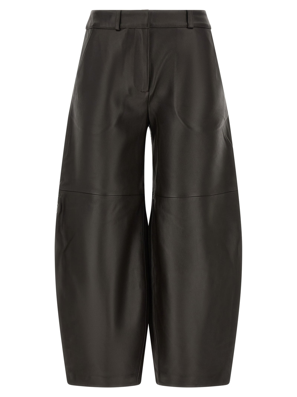 CO Brown Leather Barrel Trousers Brown