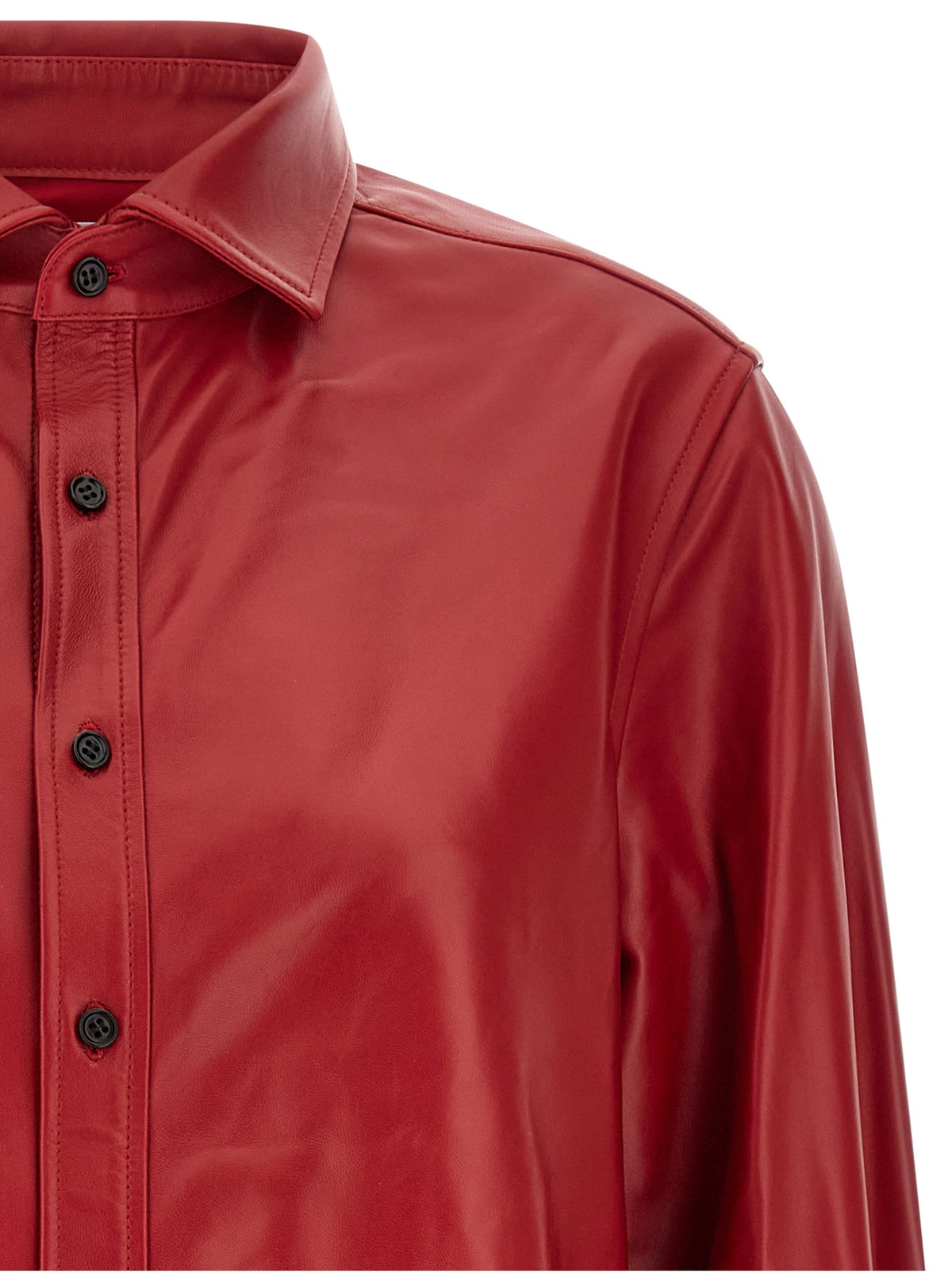 CO Red Leather Shirt Red, view 3