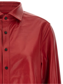 CO Red Leather Shirt Red, view 3
