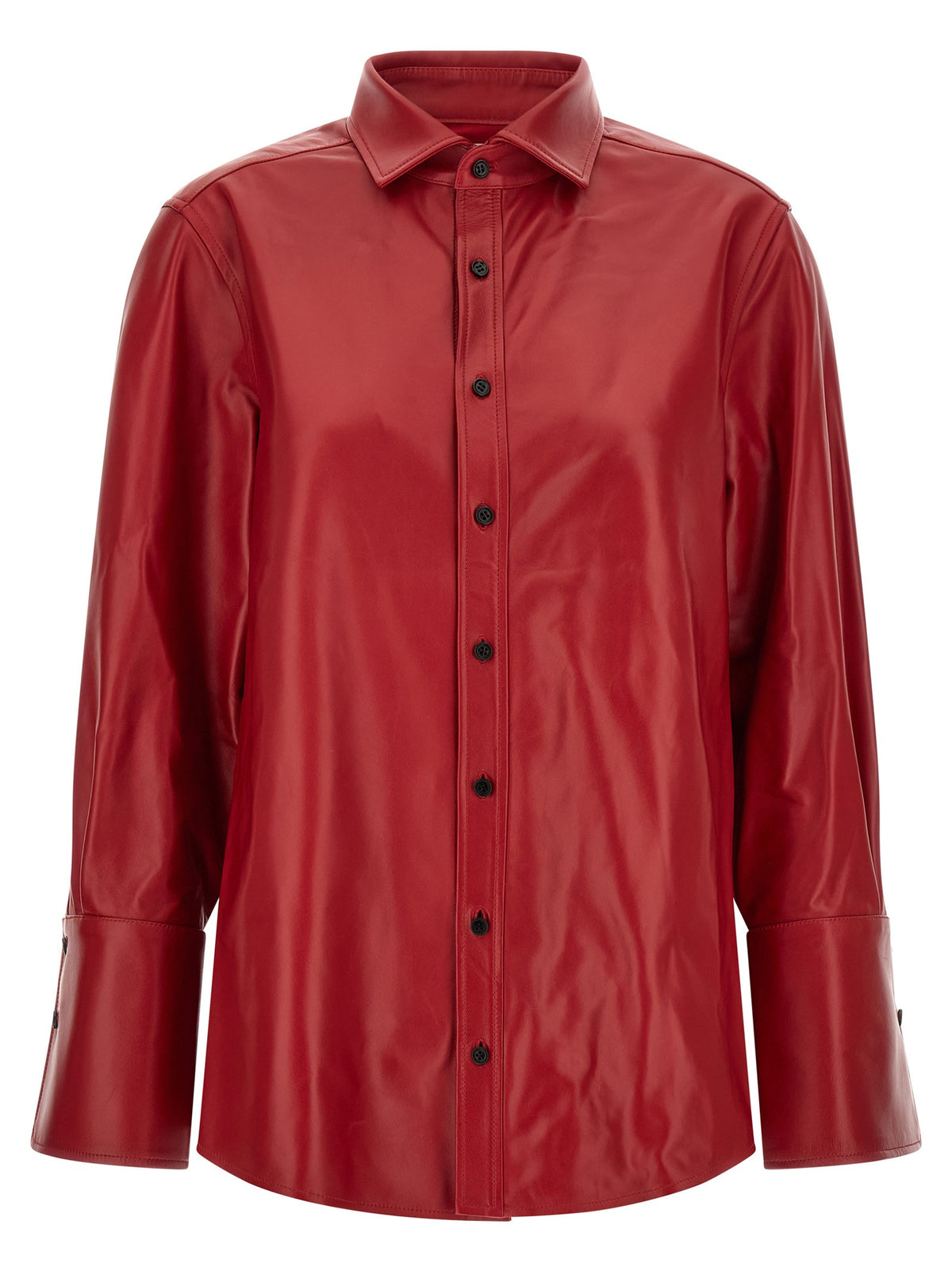 CO Red Leather Shirt Red