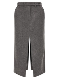 CO Wool and Cashmere Tailored Skirt Grey