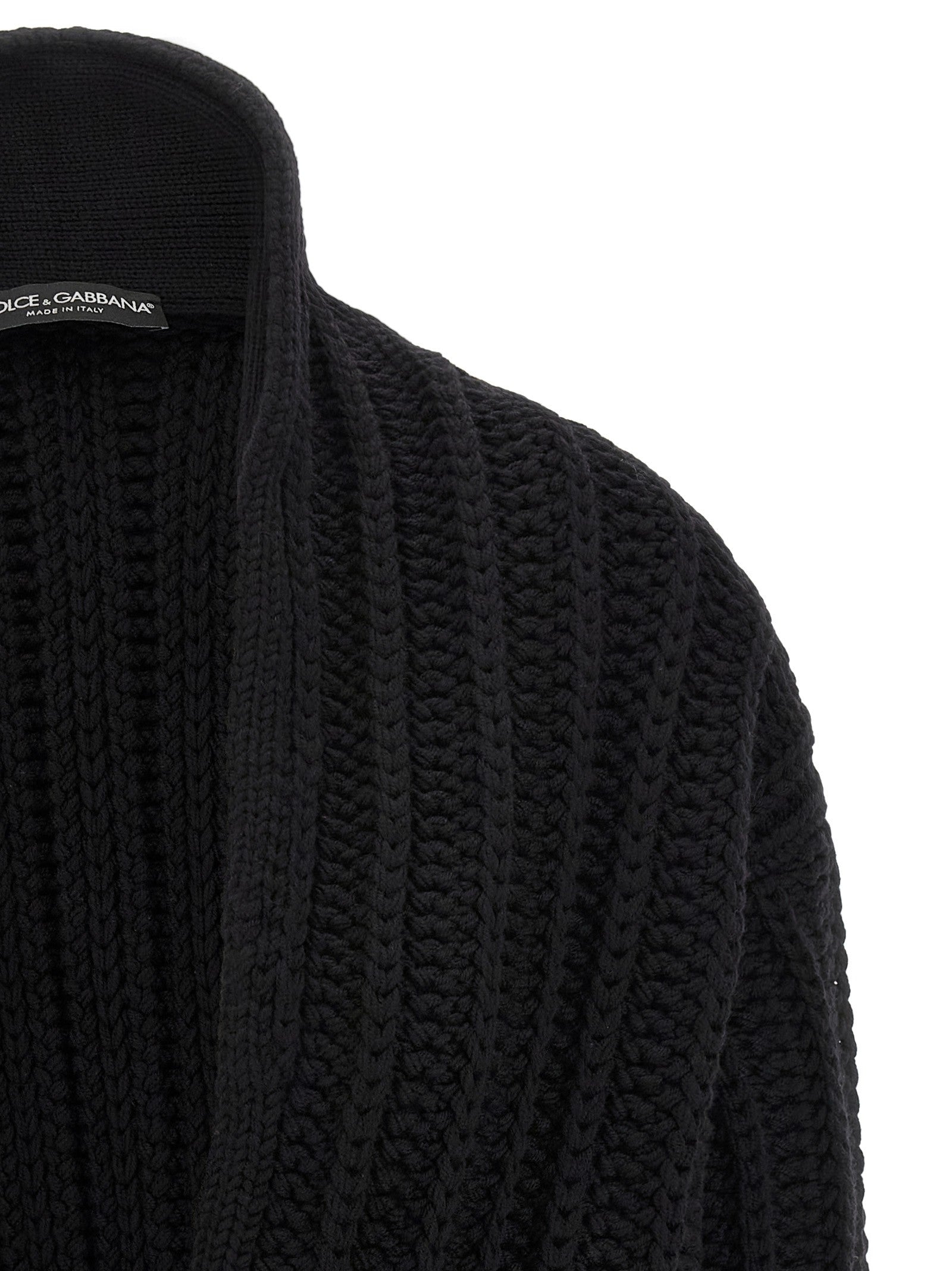 Dolce &amp; Gabbana Coarse Wool Cardigan Black