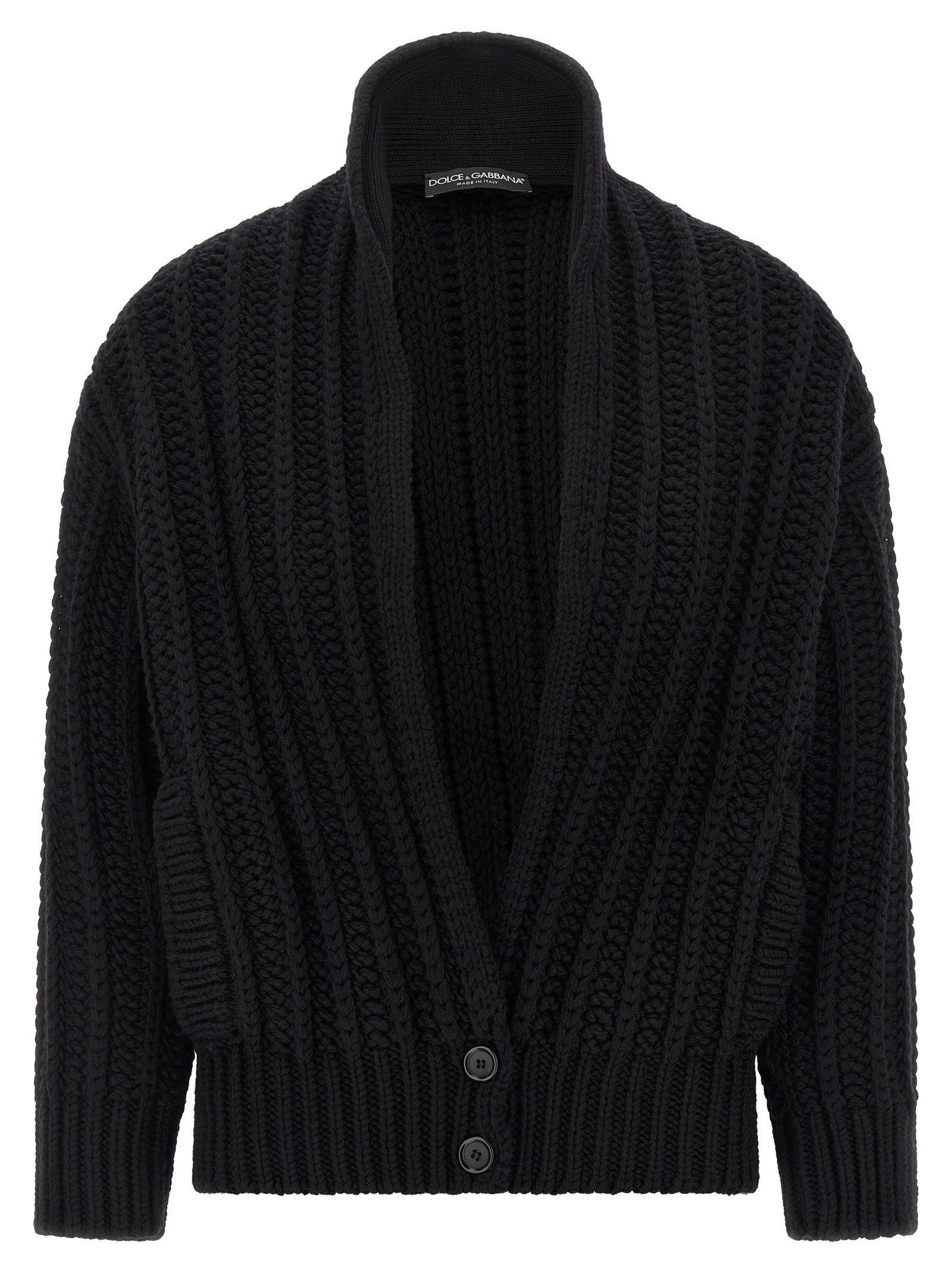 Dolce &amp; Gabbana Coarse Wool Cardigan Black
