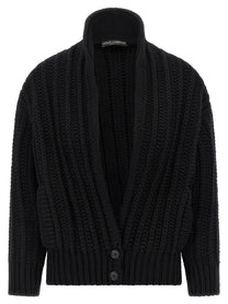 Dolce &amp; Gabbana Coarse Wool Cardigan Black