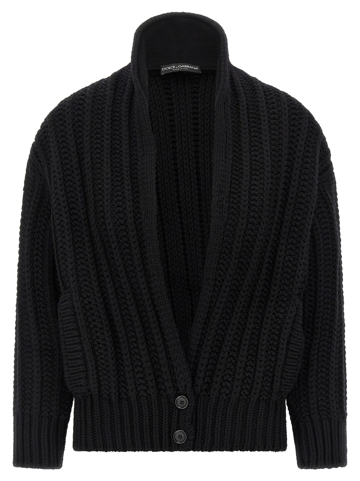 Dolce &amp; Gabbana Coarse Wool Cardigan Black
