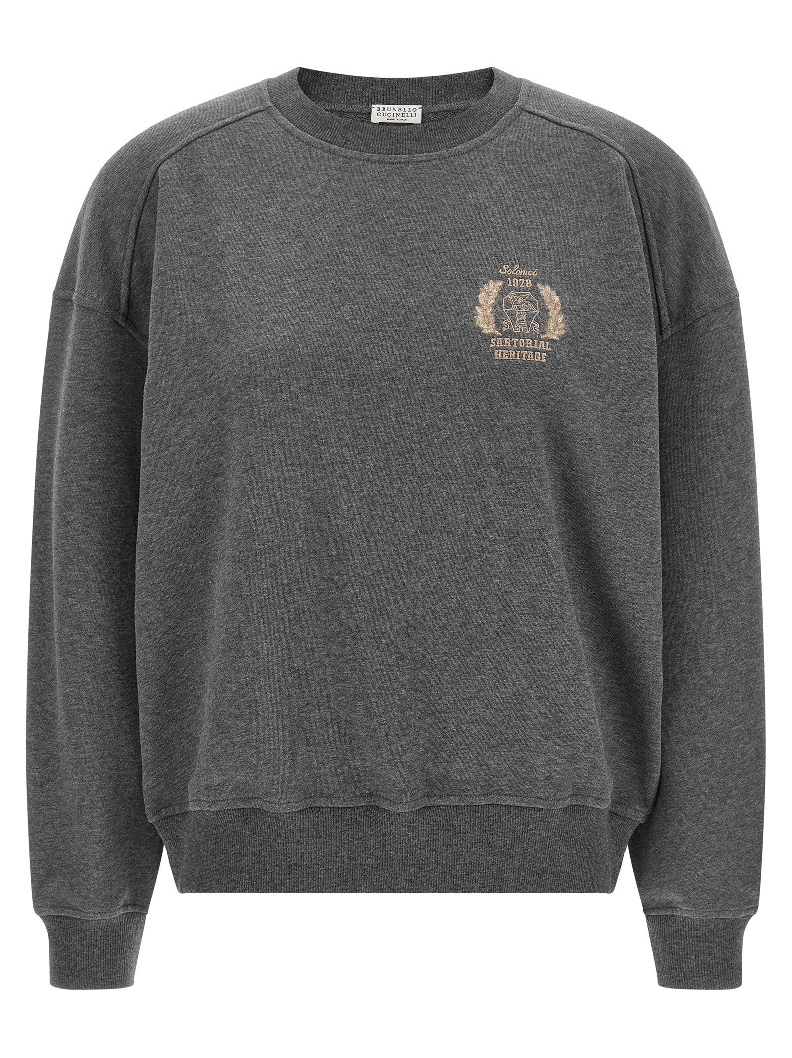 Brunello Cucinelli Coat of Arms Embroidered Sweatshirt Grey