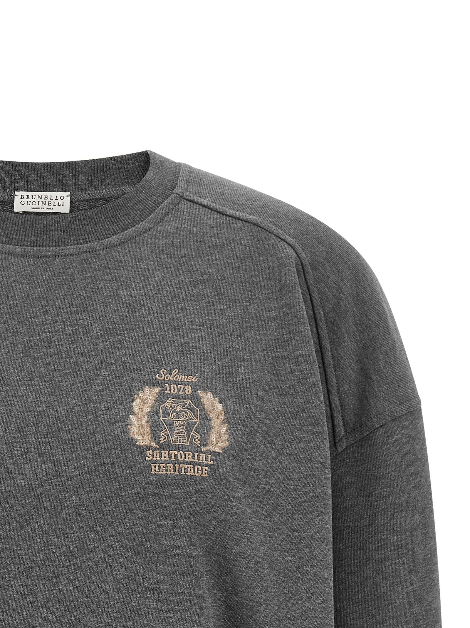 Brunello Cucinelli Coat of Arms Embroidered Sweatshirt Grey